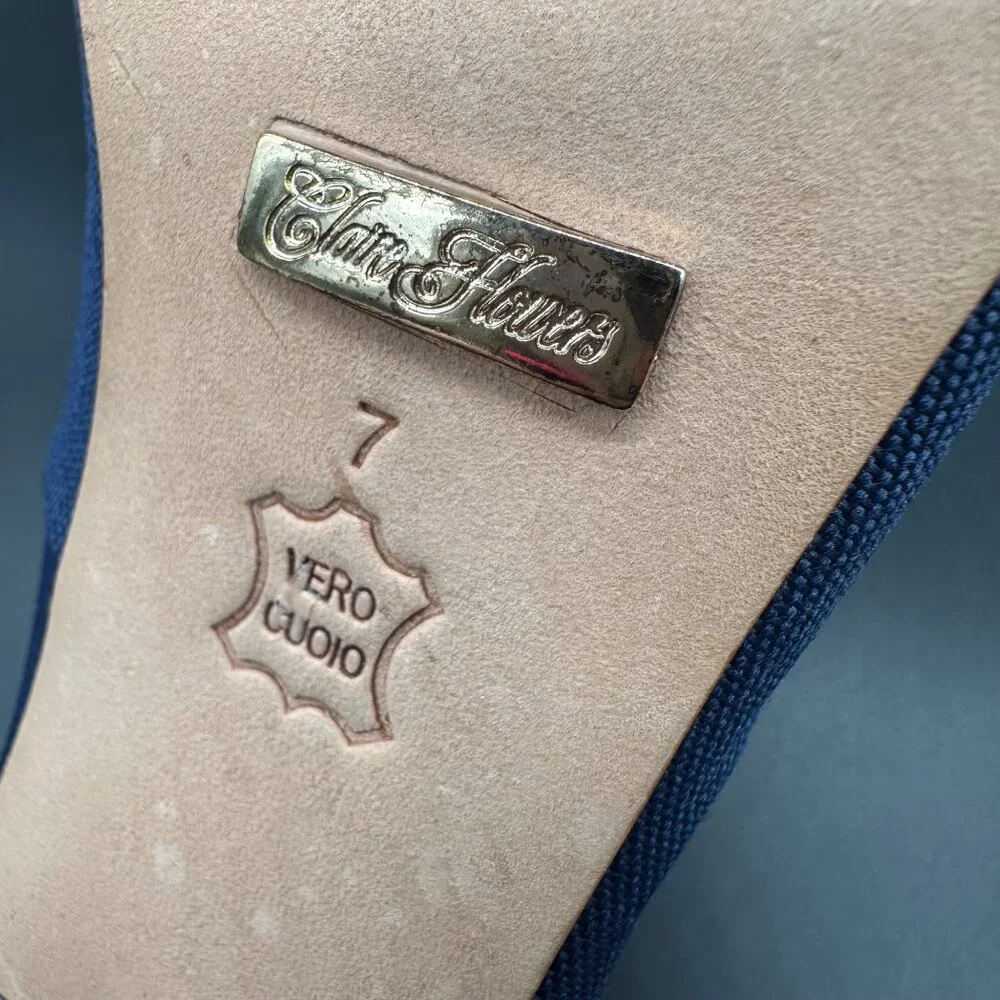 Claire Flowers Navy Blue Pointed Toe Heels Pumps Womens Size 7 Pointed Toe - Picture 7 of 14